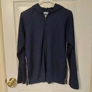 Athletic Works Dark Blue Breathable Full Zip Track Jacket Hoodie Size Medium